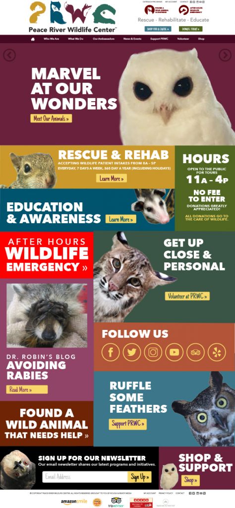Peace River Wildlife Center Website Design by Rough & Ready Media