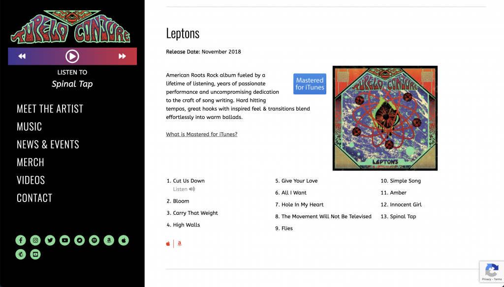 Tupelo Conjure music page design