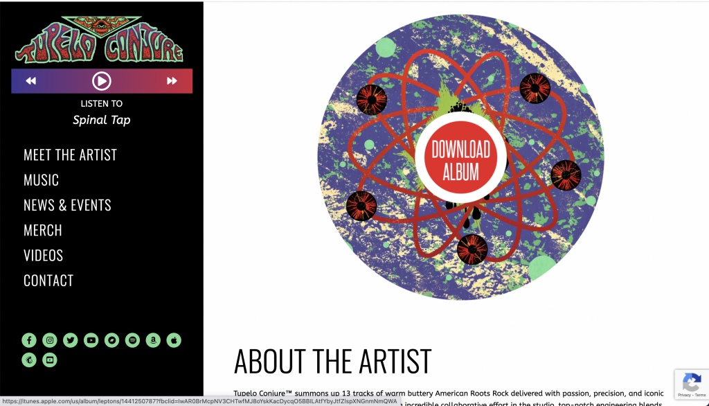 Tupelo Conjure about page design